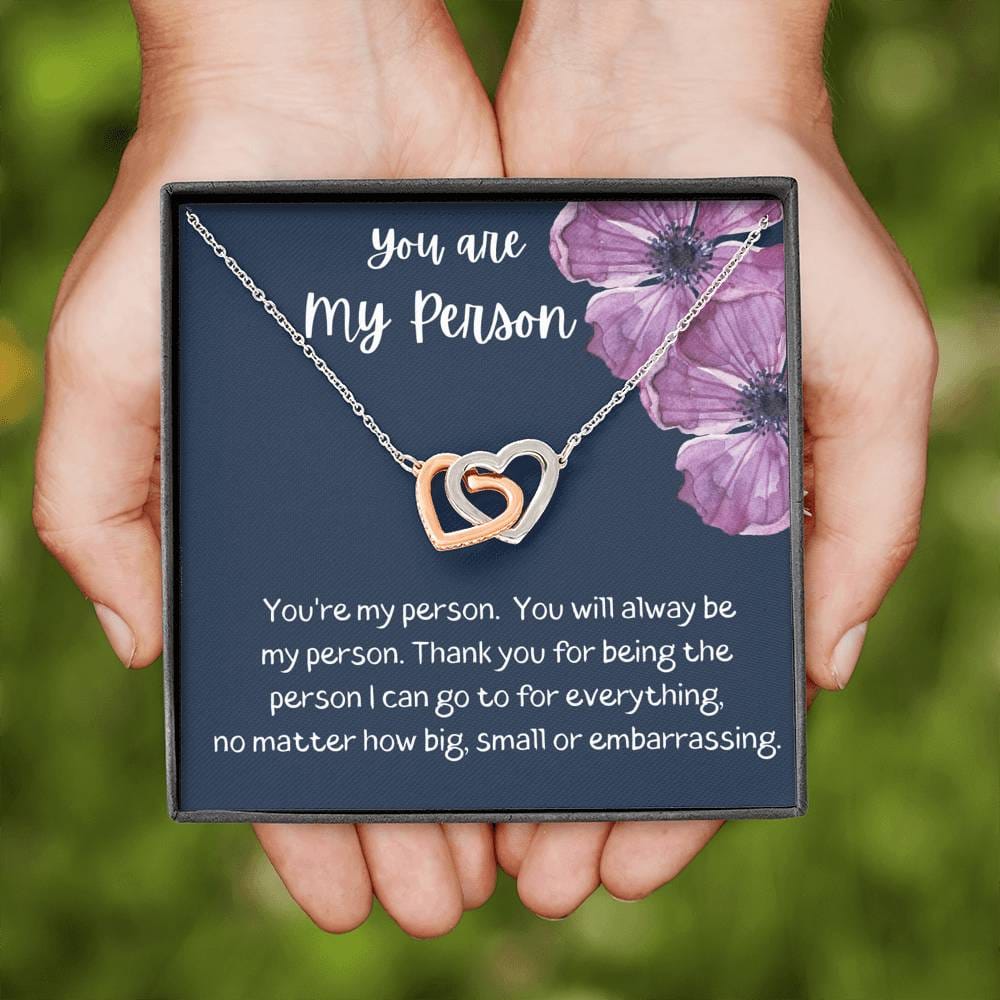 You Are My Person - Interlocking Heart Necklace - Dark Blue