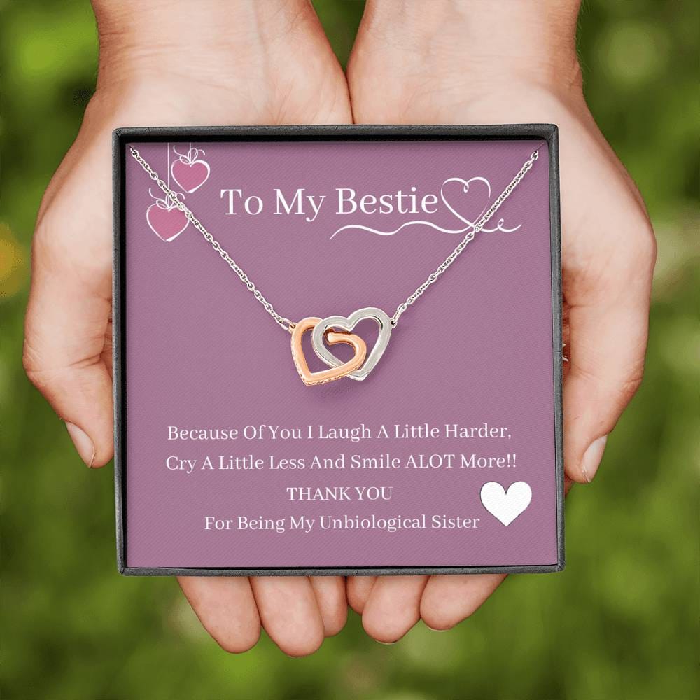 To My Bestie - Because Of You I Laugh - Interlocking Hearts Necklace