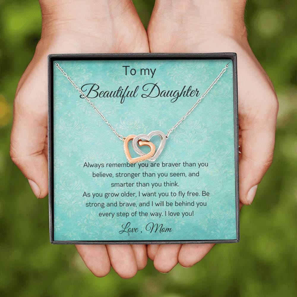 To My Beautiful Daughter - Always Remember - Interlocking Hearts Necklace