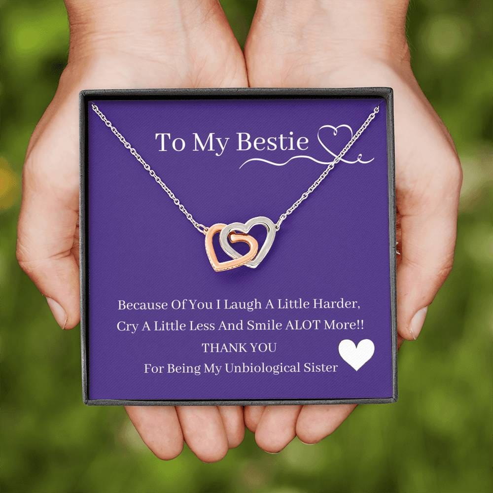 To My Bestie - Because Of You - Interlocking Hearts Necklace