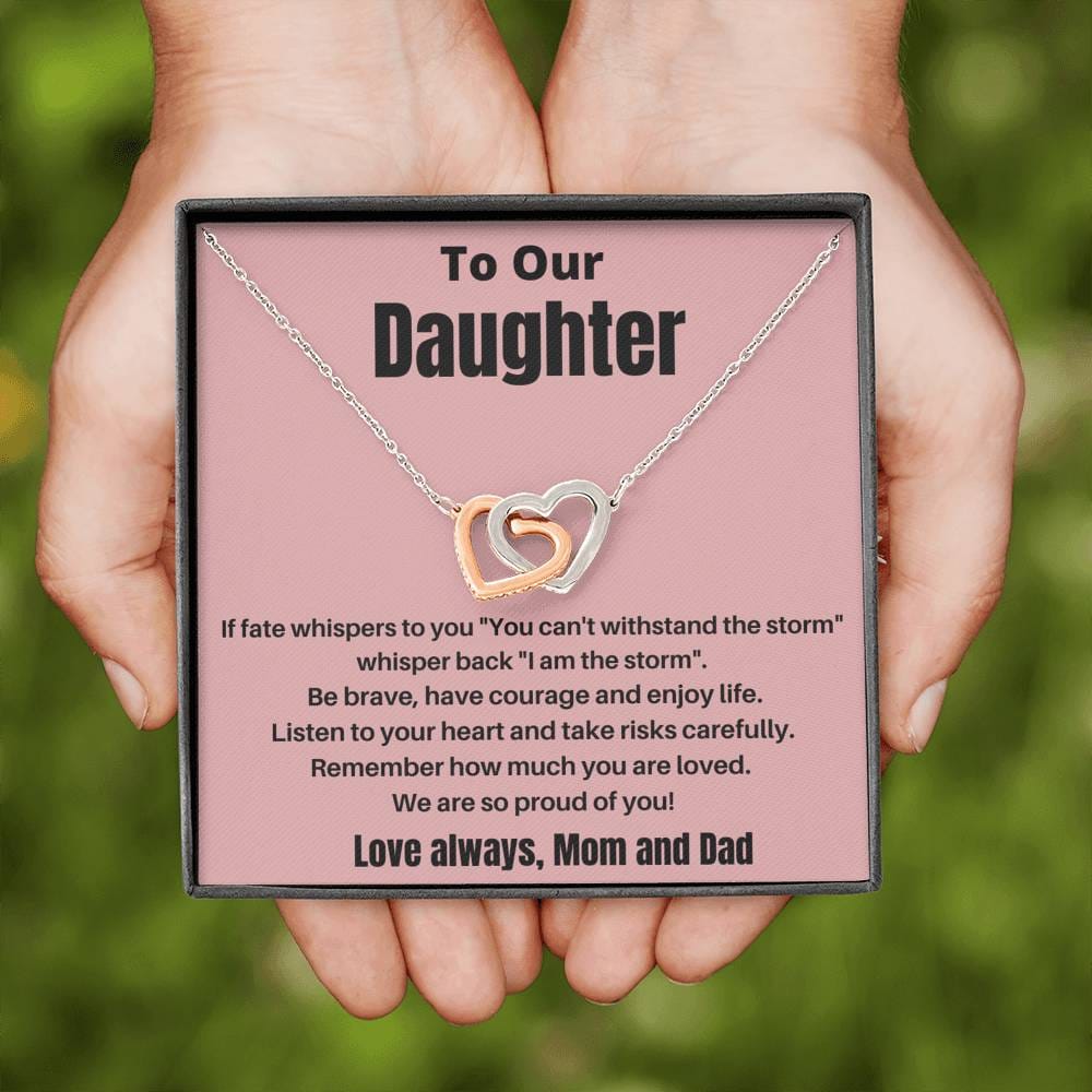 To Our Daughter - If Fate Whispers To You - Interlocking Hearts Necklace