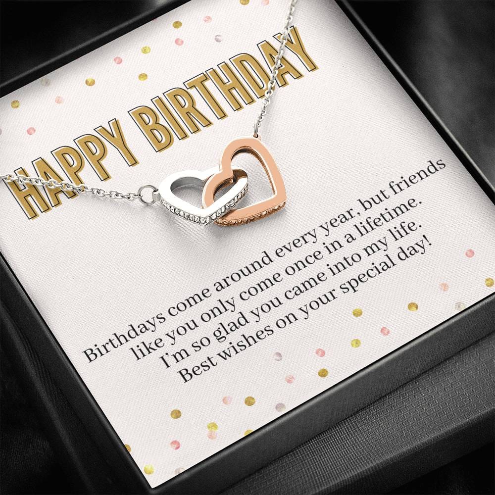 Happy Birthday Best Wishes Interlocking Hearts Necklace
