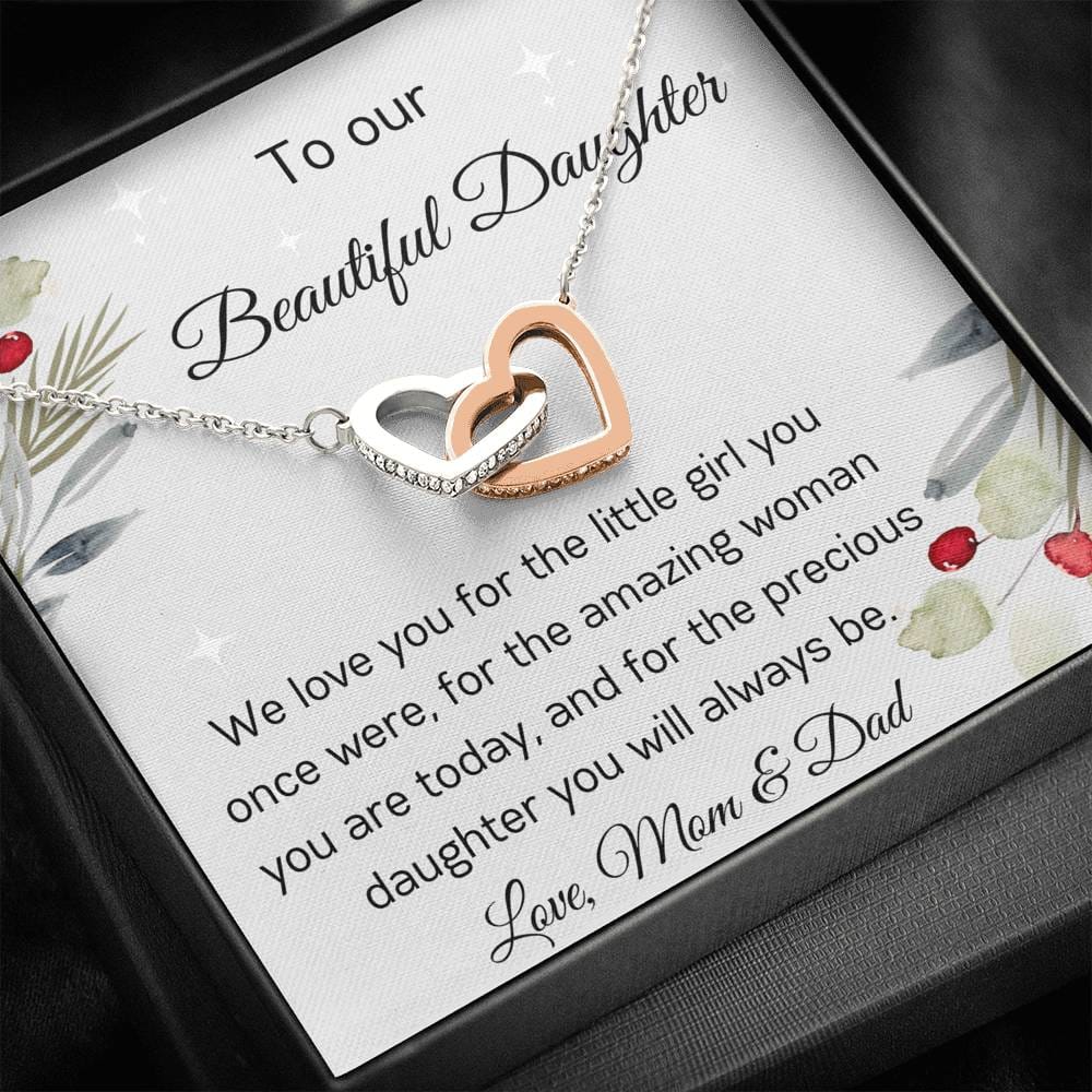 To Our Beautiful Daughter - Interlocking Hearts Necklace