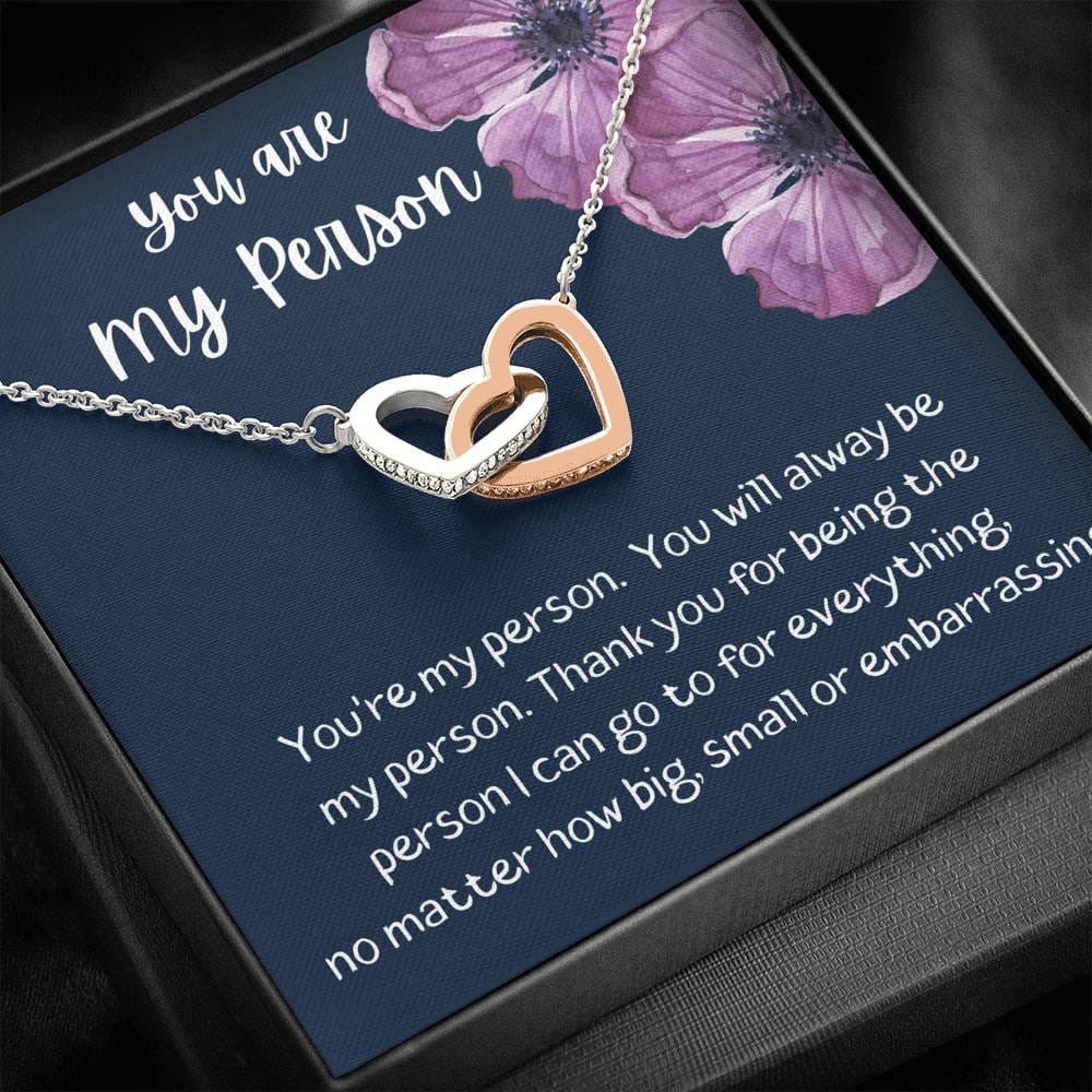 You Are My Person - Interlocking Heart Necklace - Dark Blue