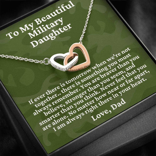 To My Beautiful Military Daughter - Interlocking Hearts Necklace