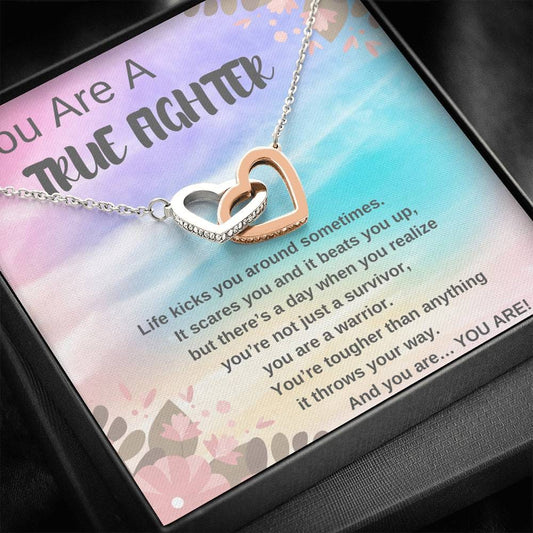 You Are A True Fighter - Interlocking Hearts Necklace