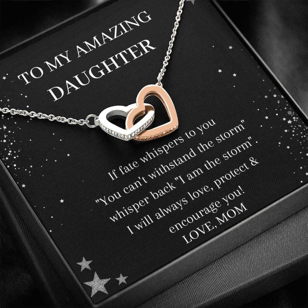 To My Amazing Daughter - If Fate Whispers To You - Interlocking Hearts Necklace