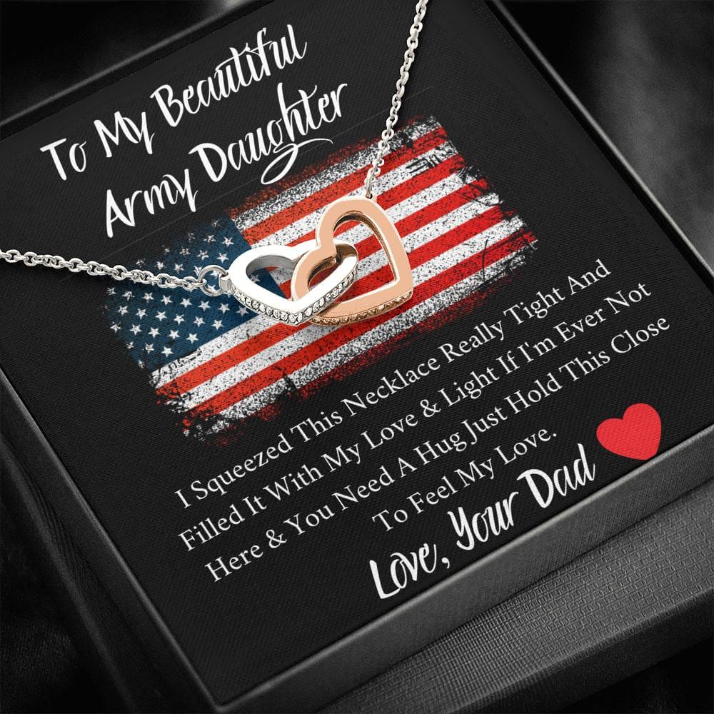 To My Beautiful Army Daughter - Feel My Love - Interlocking Hearts Necklace