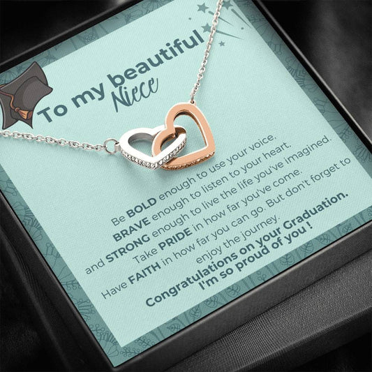 To My Beautiful Niece - Be Bold Enough - Interlocking Hearts Necklace