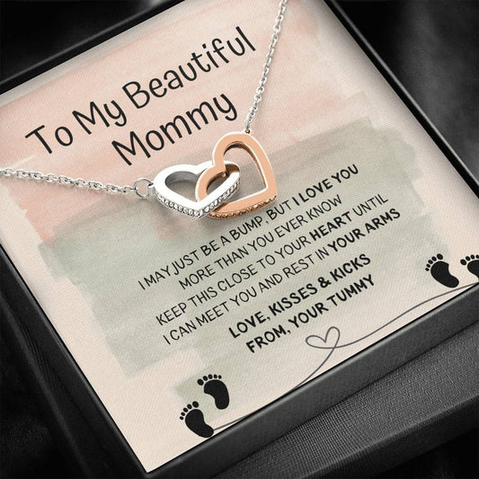 To My Beautiful Mommy - I May Be Just A Bump - Interlocking Hearts Necklace