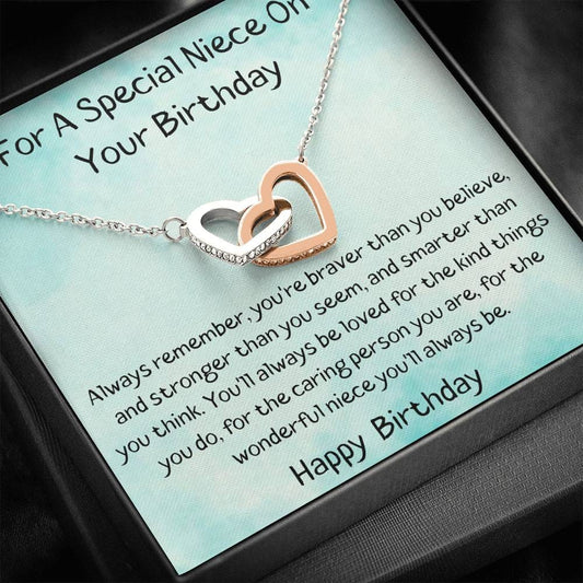 For A Special Niece On Your Birthday - Interlocking Hearts Necklace
