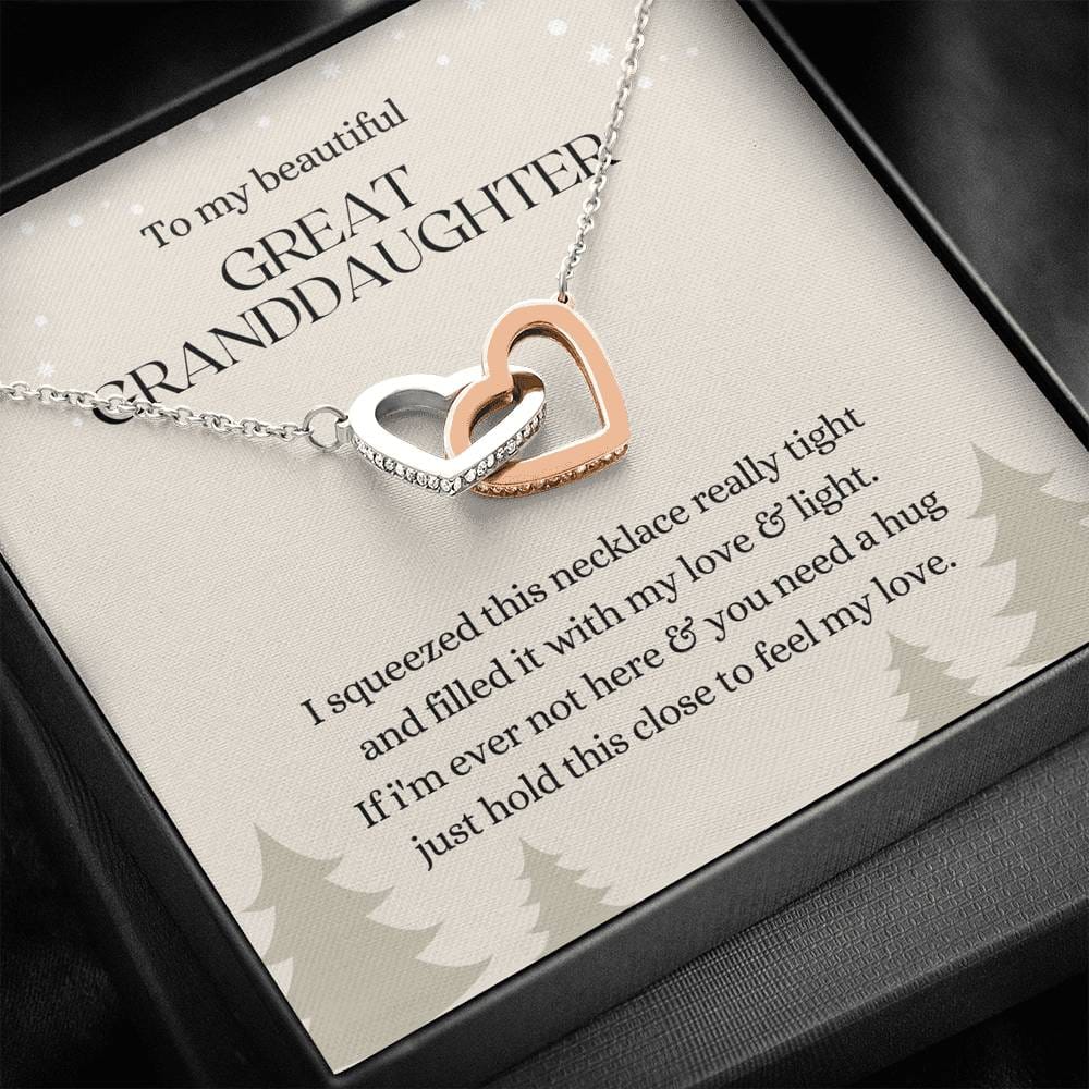 To My Beautiful Great Granddaughter - Feel My Love - Interlocking Hearts Necklace