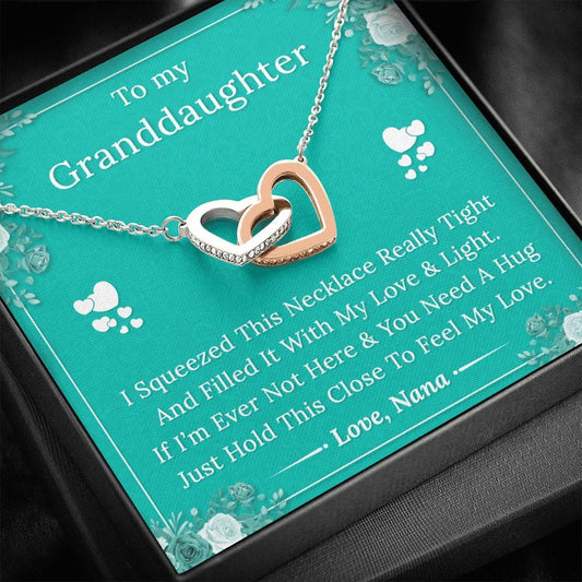 To My Granddaughter - I Squeezed - From Nana - Interlocking Hearts Necklace