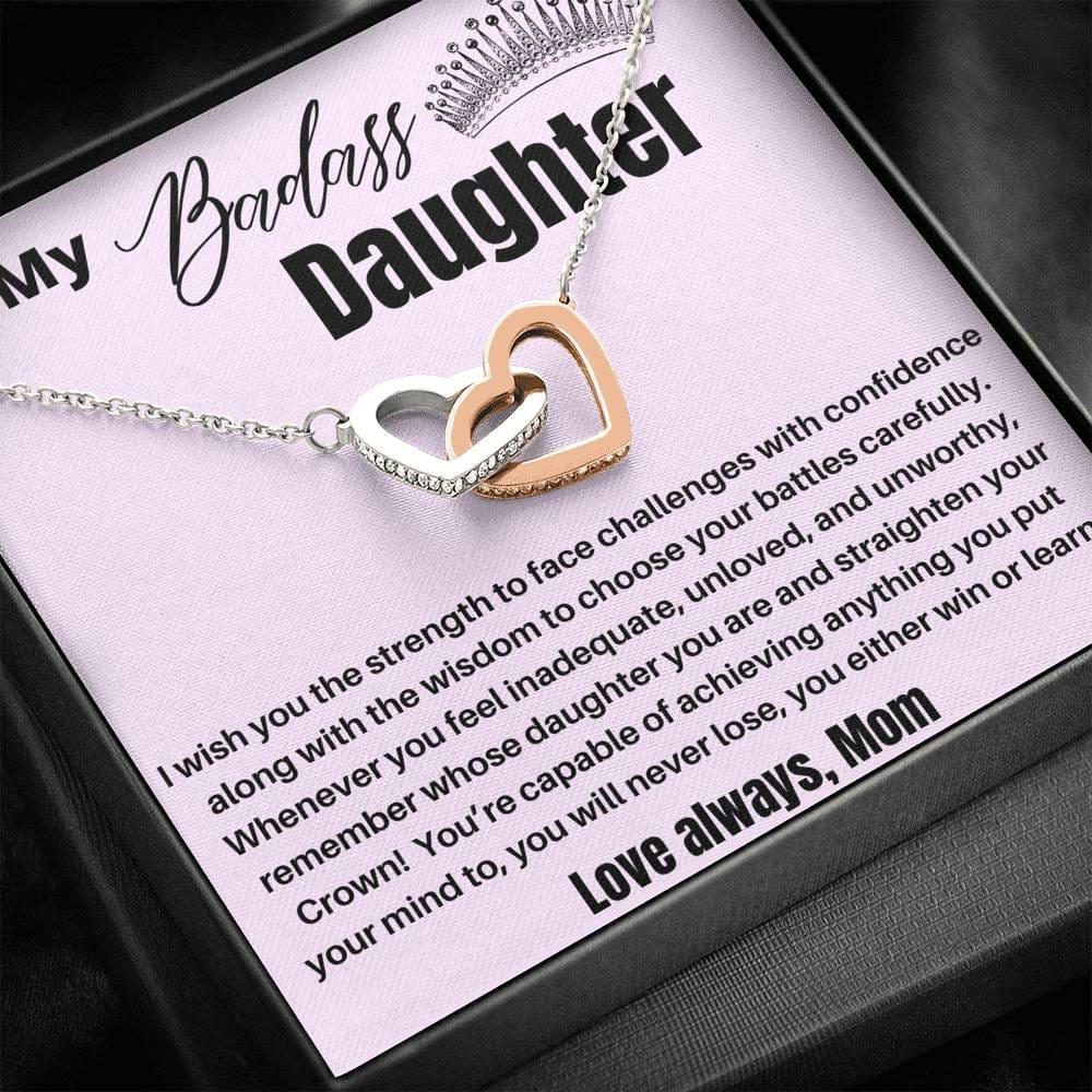 To My Badass Daughter - I wish You - Interlocking Hearts Necklace