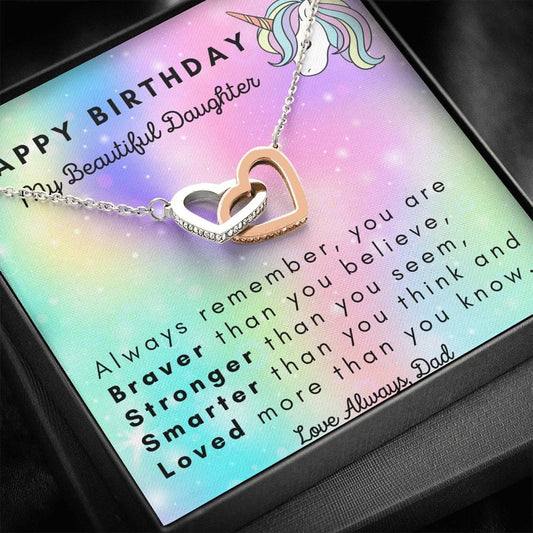 Happy Birthday My Beautiful Daughter - Interlocking Hearts Necklace