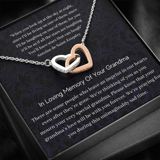 In Loving Memory Of Your Grandma - There Are Some People - Interlocking Hearts Necklace