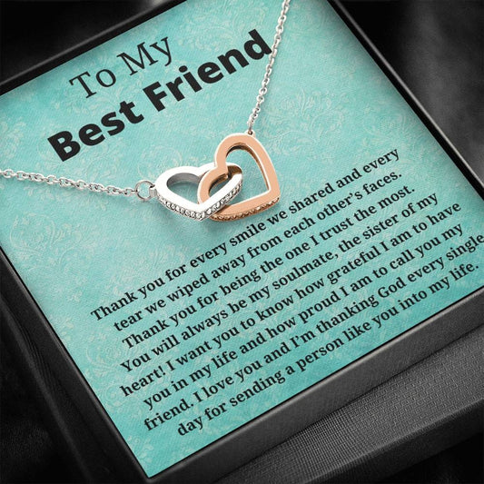 To My Best Friend - Thank You for Every Smile - Interlocking Hearts Necklace