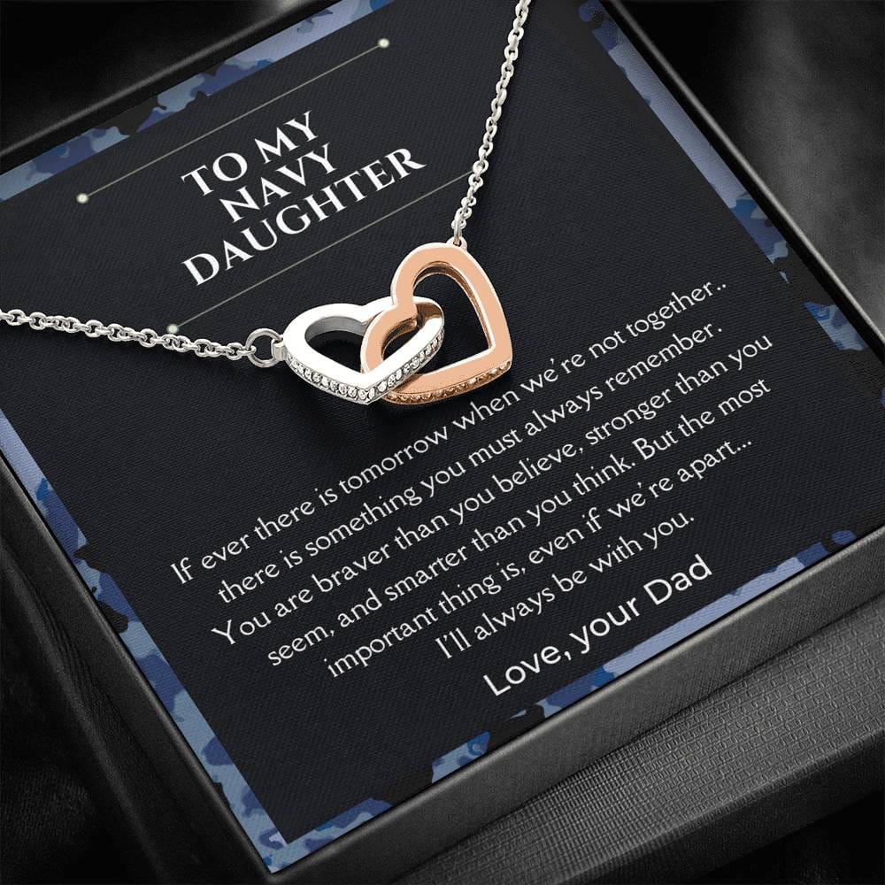 To My Navy Daughter - If There Is - Interlocking Hearts Necklace