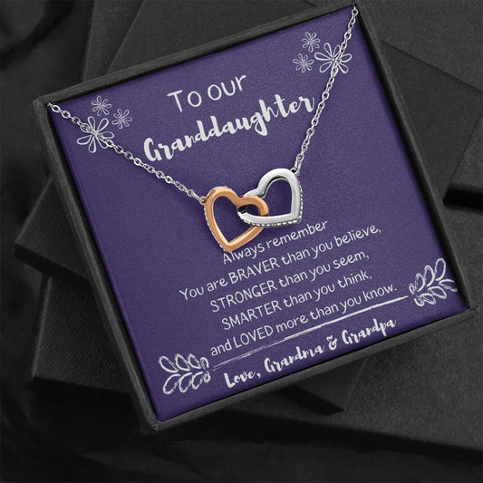 To Our Granddaughter Always Remember - Interlocking Hearts Necklace