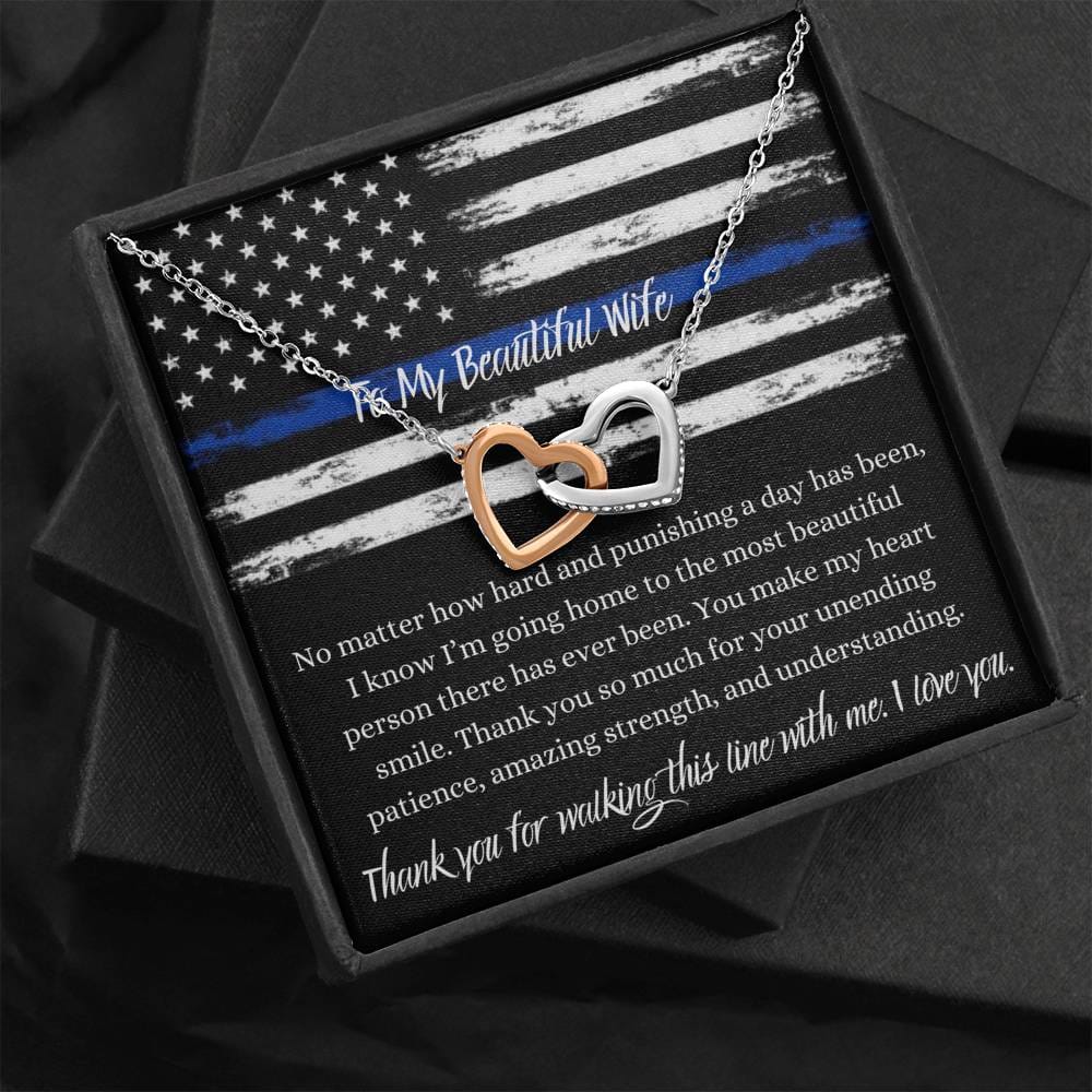 To My Beautiful Police Wife - Interlocking Hearts Necklace