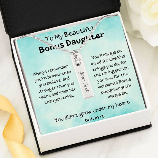 To My Beautiful Bonus Daughter - You Didn't Grow - Birthstone Name Necklace