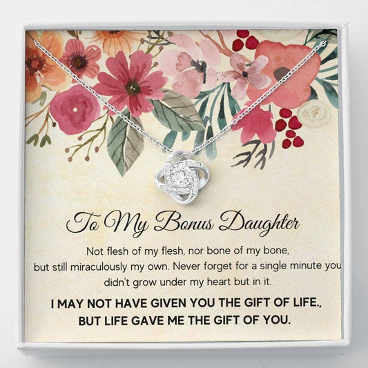 To My Bonus Daughter - Not Flesh Of My Flesh - Love Knot Necklace