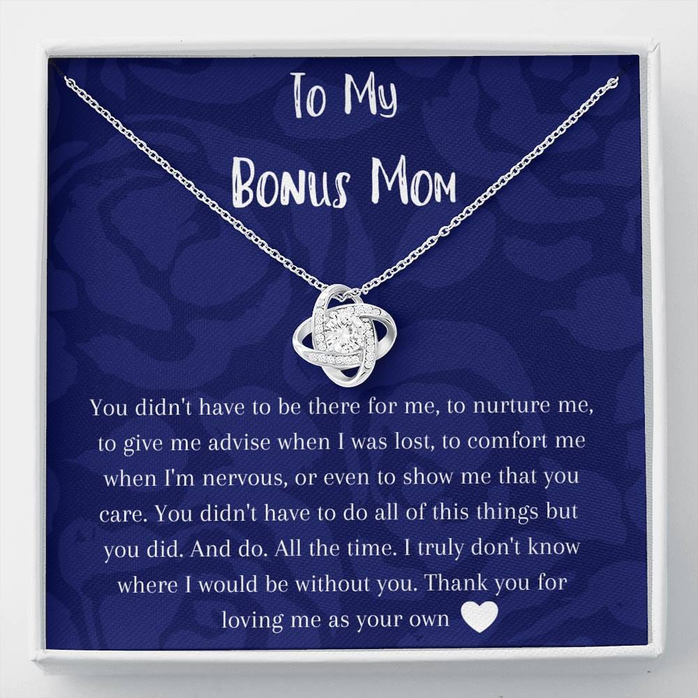 To My Bonus Mom - Love Knot Necklace - Dark Blue