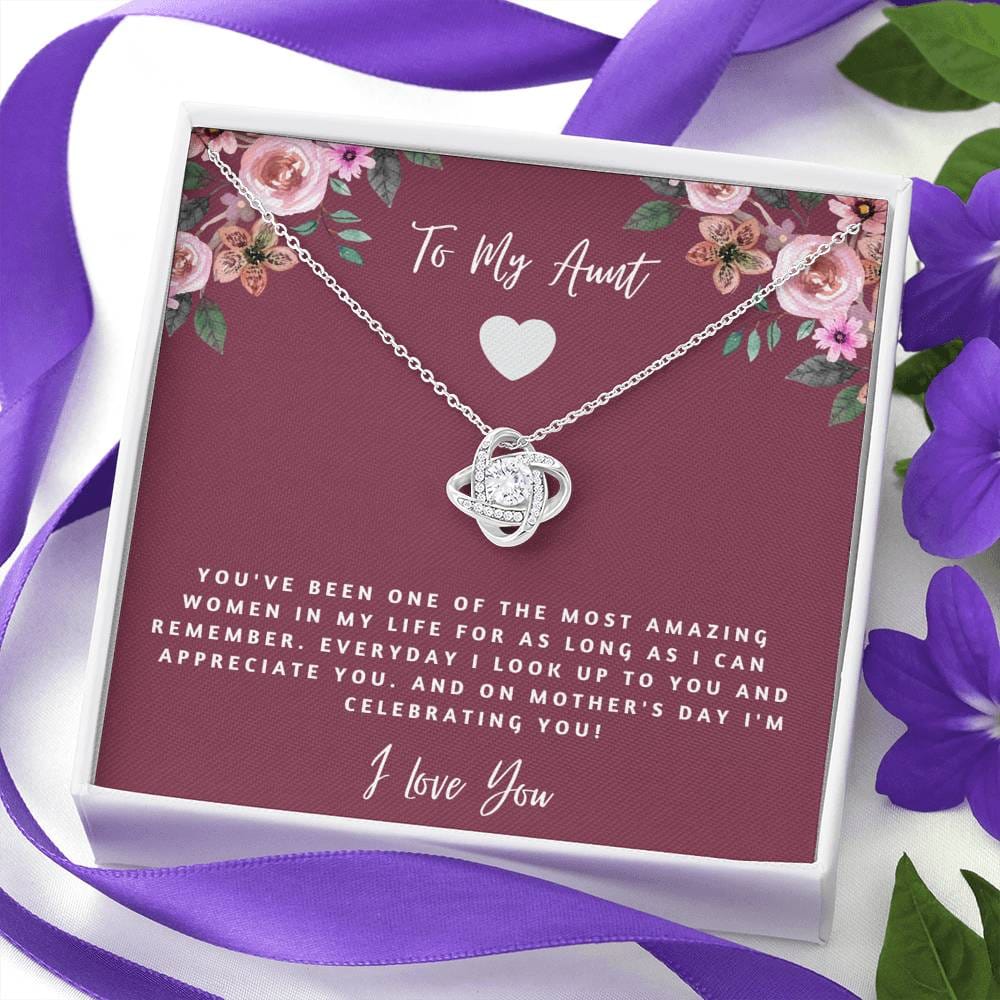 To My Aunt - I Love You - Love Knot Necklace