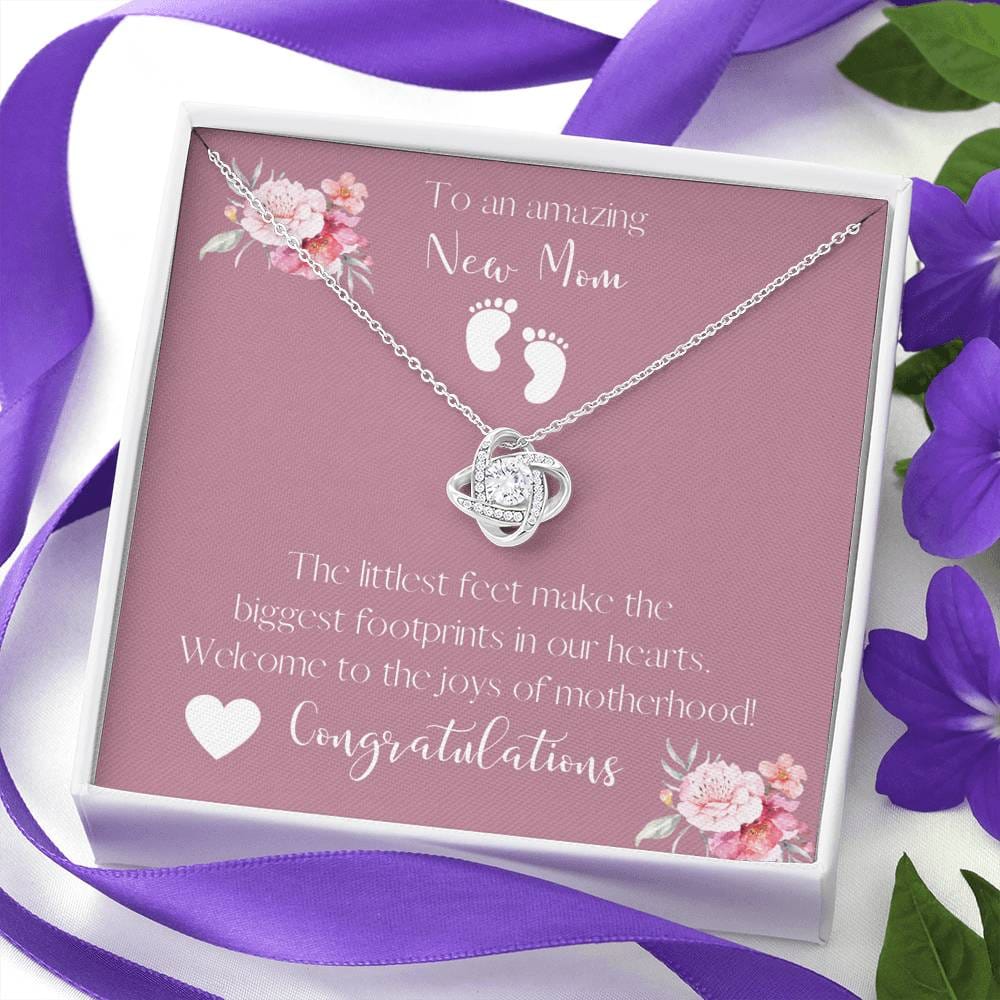 To An Amazing New Mom Love Knot Necklace - The Littlest Feet