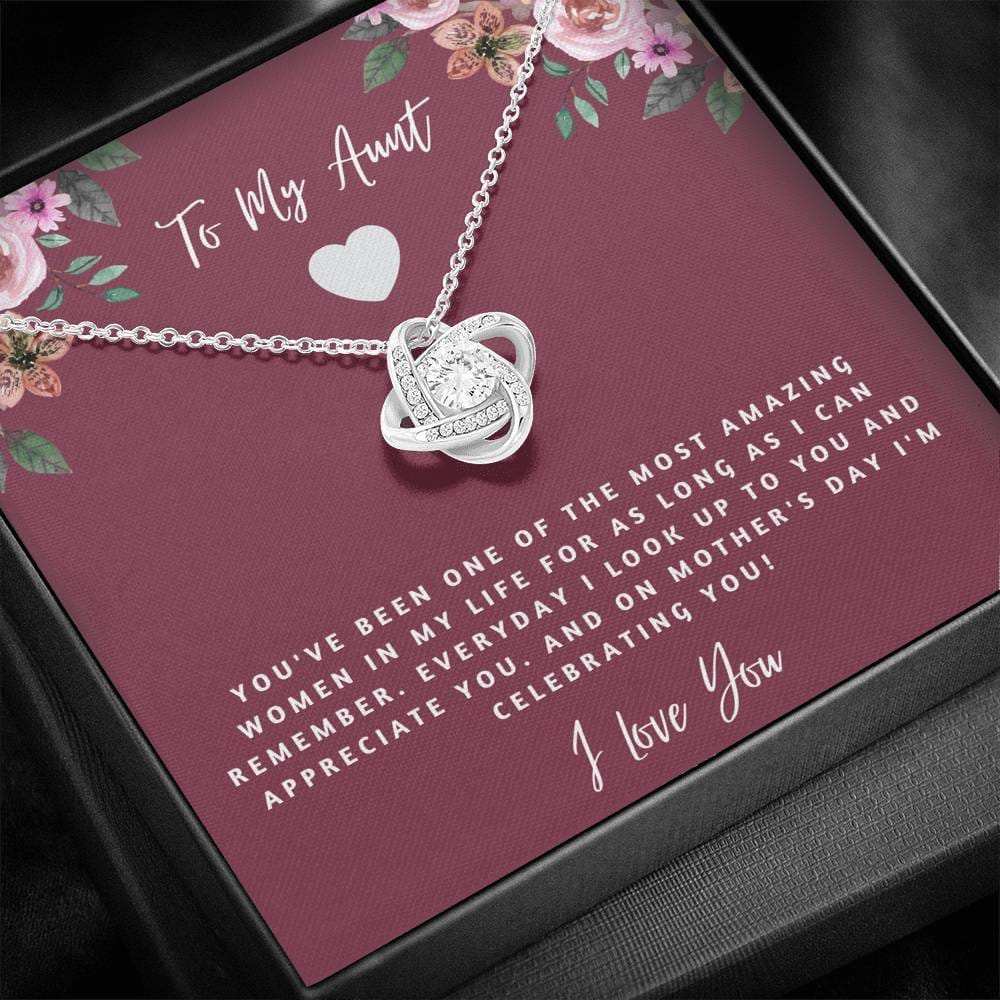 To My Aunt - I Love You - Love Knot Necklace