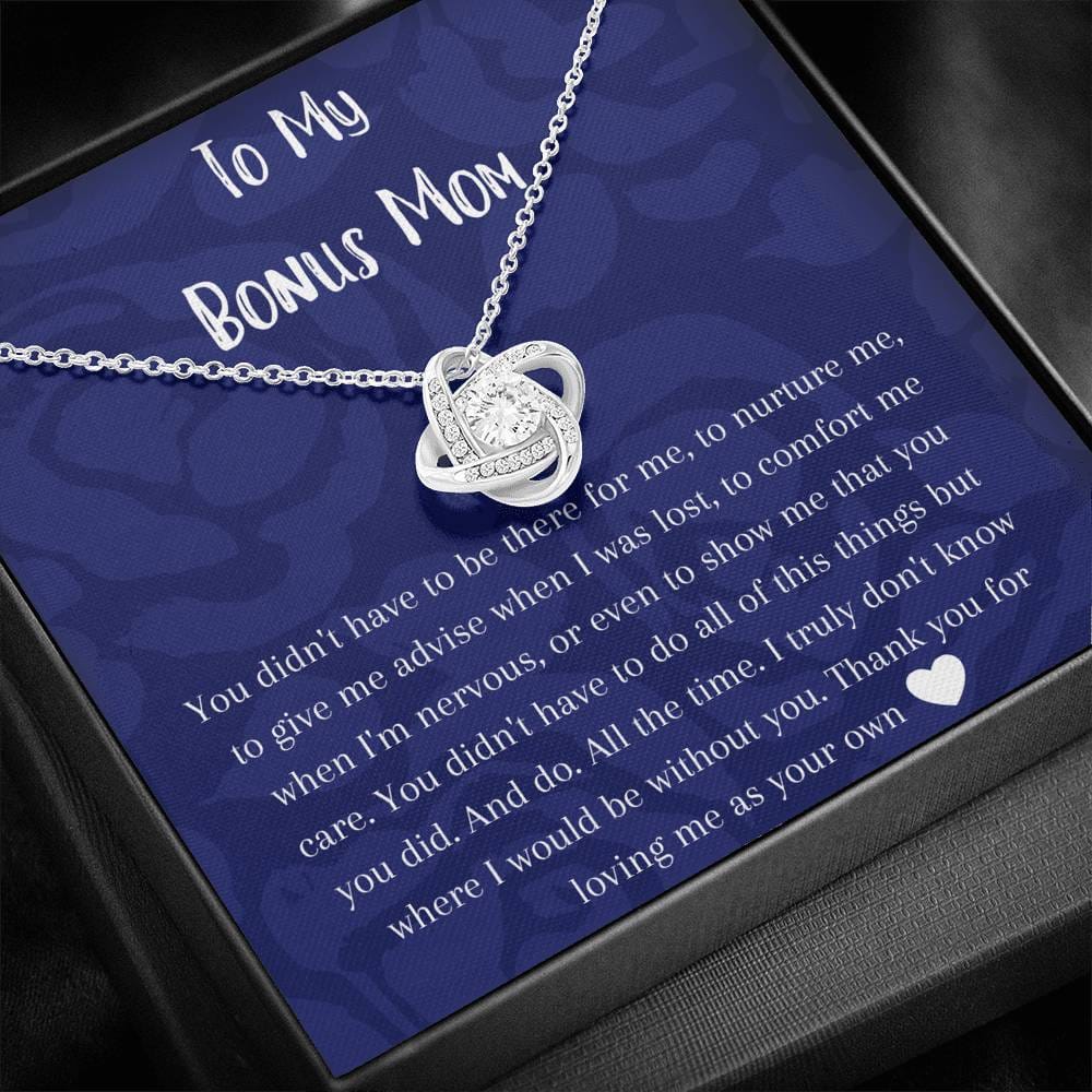 To My Bonus Mom - Love Knot Necklace - Dark Blue