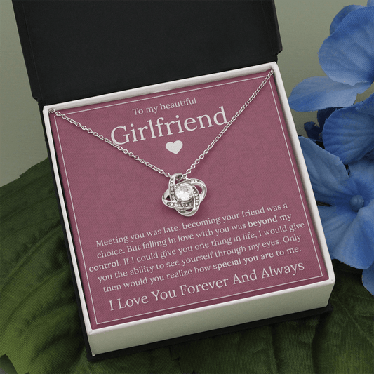 To My Beautiful Girlfriend - Meeting You - Love Knot Necklace