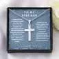 To My Step Dad - Thank You For Treating - Stainless Steel Cross Necklace