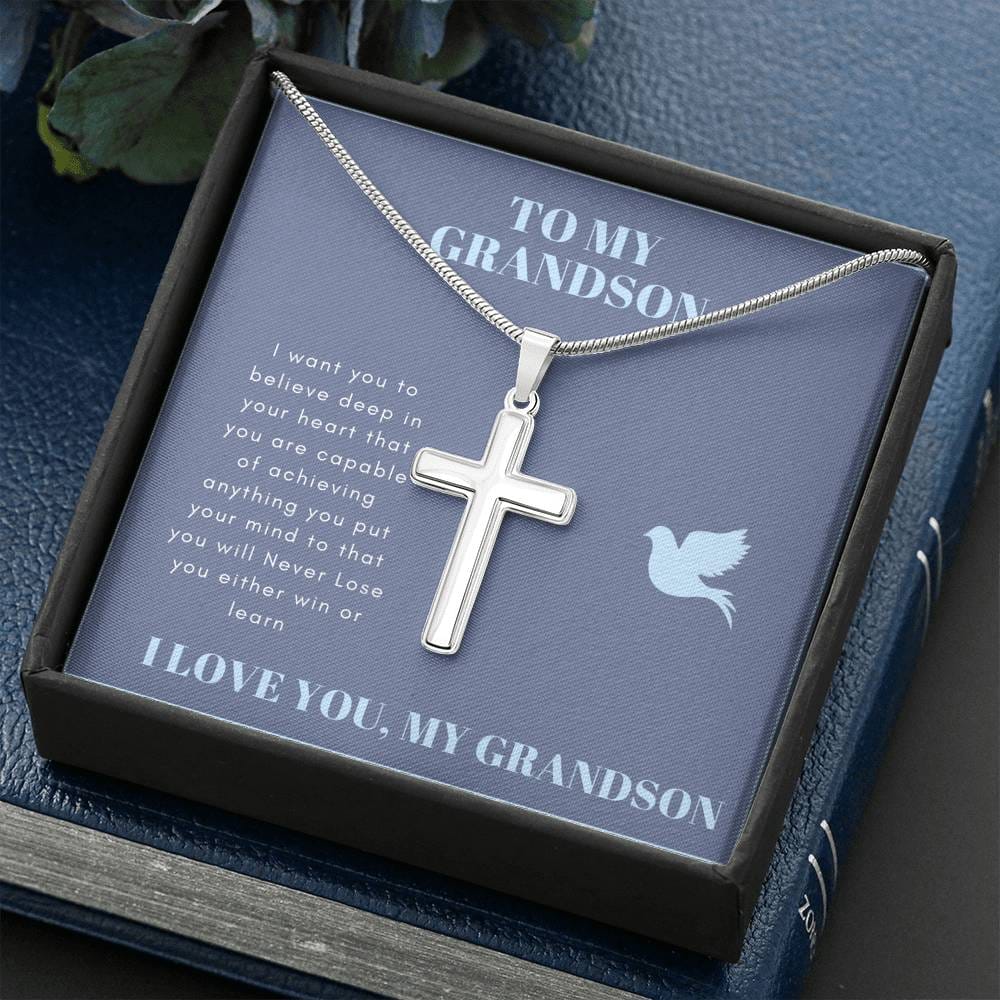 To My Grandson - I Want You To Believe - Cross Necklace