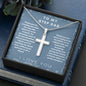 To My Step Dad - Thank You For Treating - Stainless Steel Cross Necklace