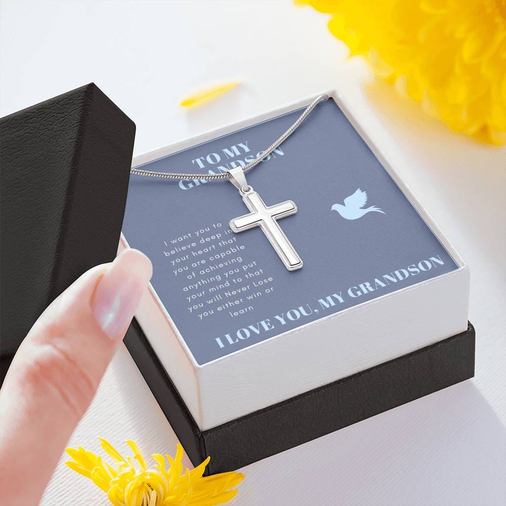 To My Grandson - I Want You To Believe - Cross Necklace