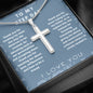 To My Step Dad - Thank You For Treating - Stainless Steel Cross Necklace