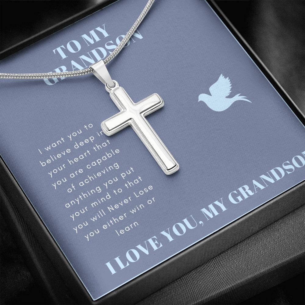 To My Grandson - I Want You To Believe - Cross Necklace