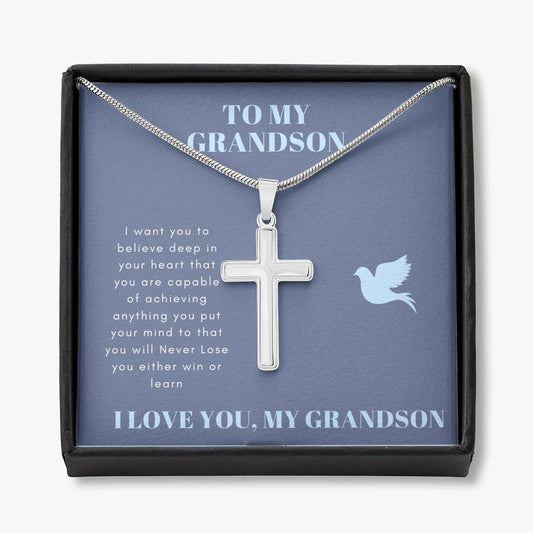 To My Grandson - I Want You To Believe - Cross Necklace