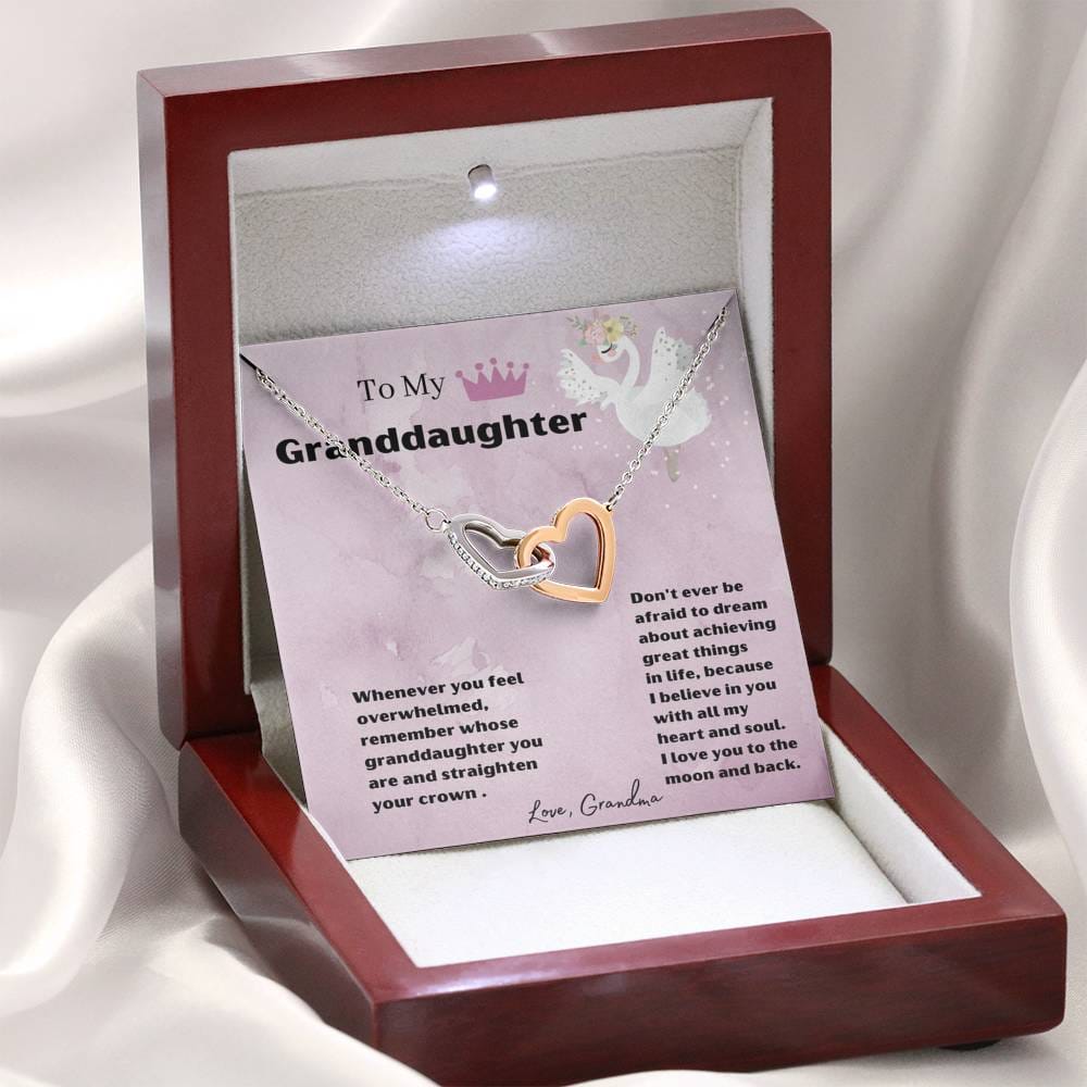 To My Granddaughter - Straighten Your Crown - Interlocking Hearts Necklace