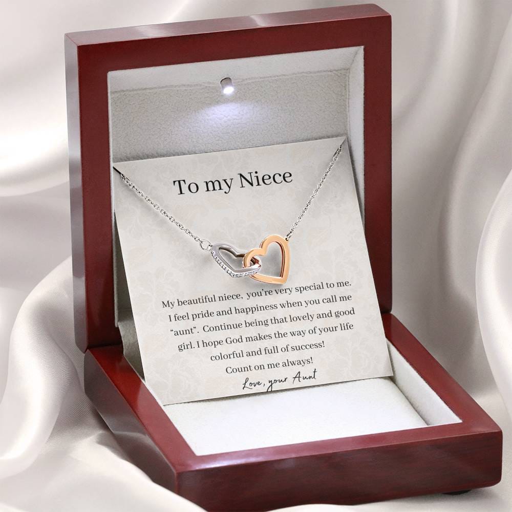 To My Niece - Count On Me Always - Interlocking Hearts Necklace