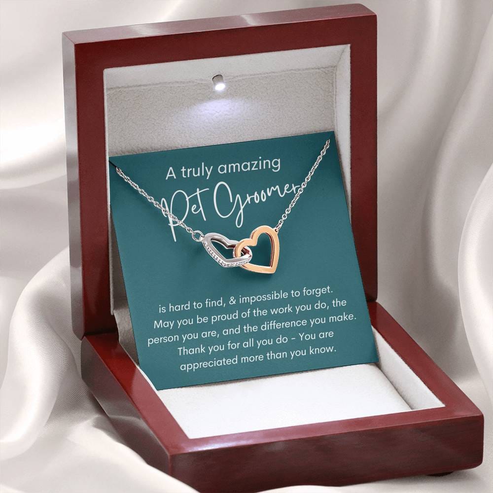 A Truly Amazing Pet Groomer - Interlocking Hearts Necklace