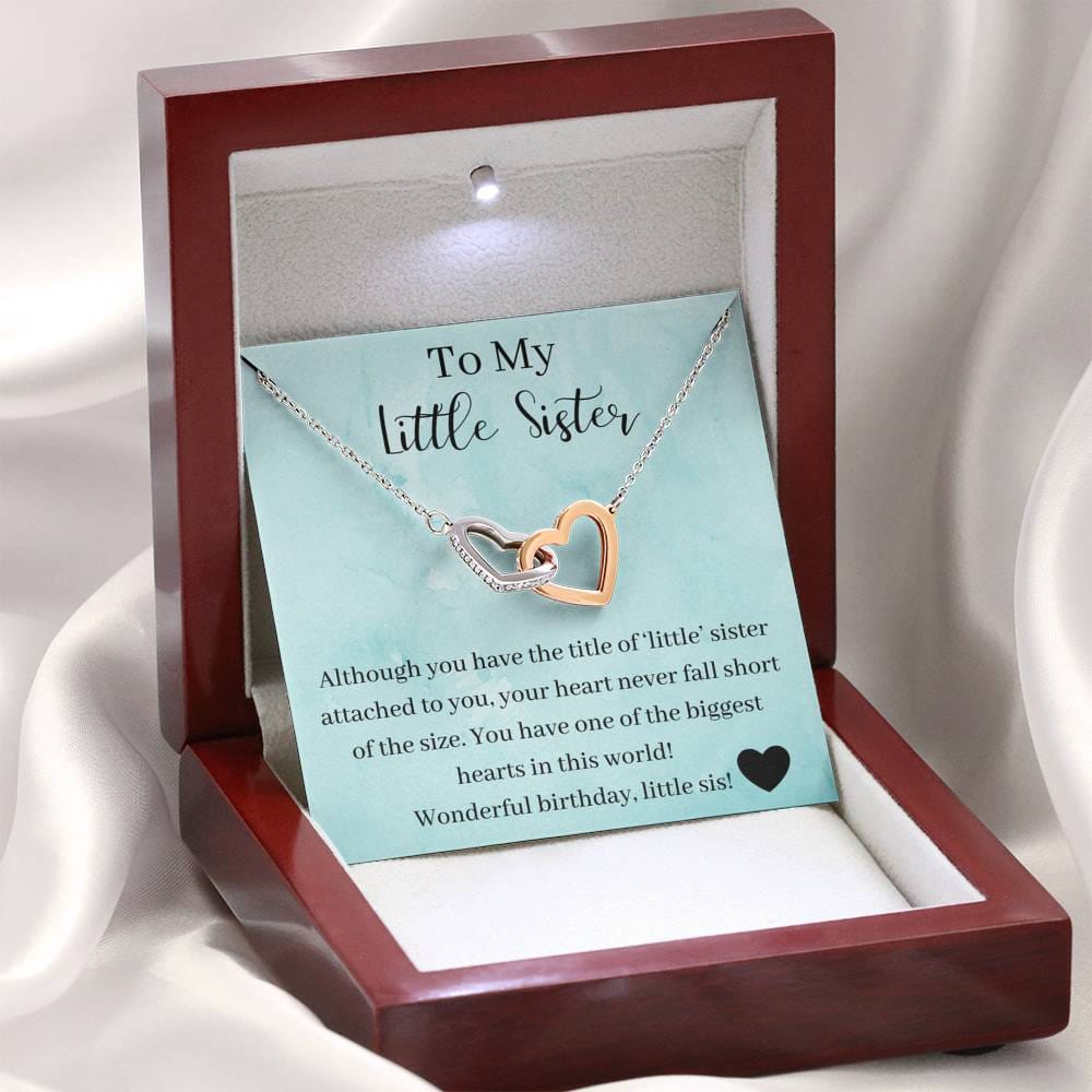 To My Little Sister - Wonderful Birthday -Interlocking Heart Necklace