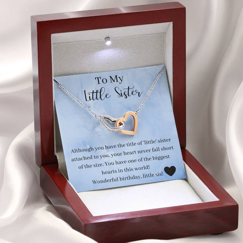To My Little Sister - Wonderful Birthday - Interlocking Heart Necklace