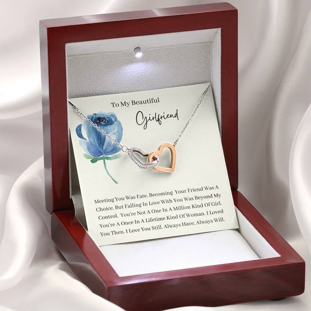 To My Beautiful Girlfriend - Meeting You - Interlocking Hearts Necklace