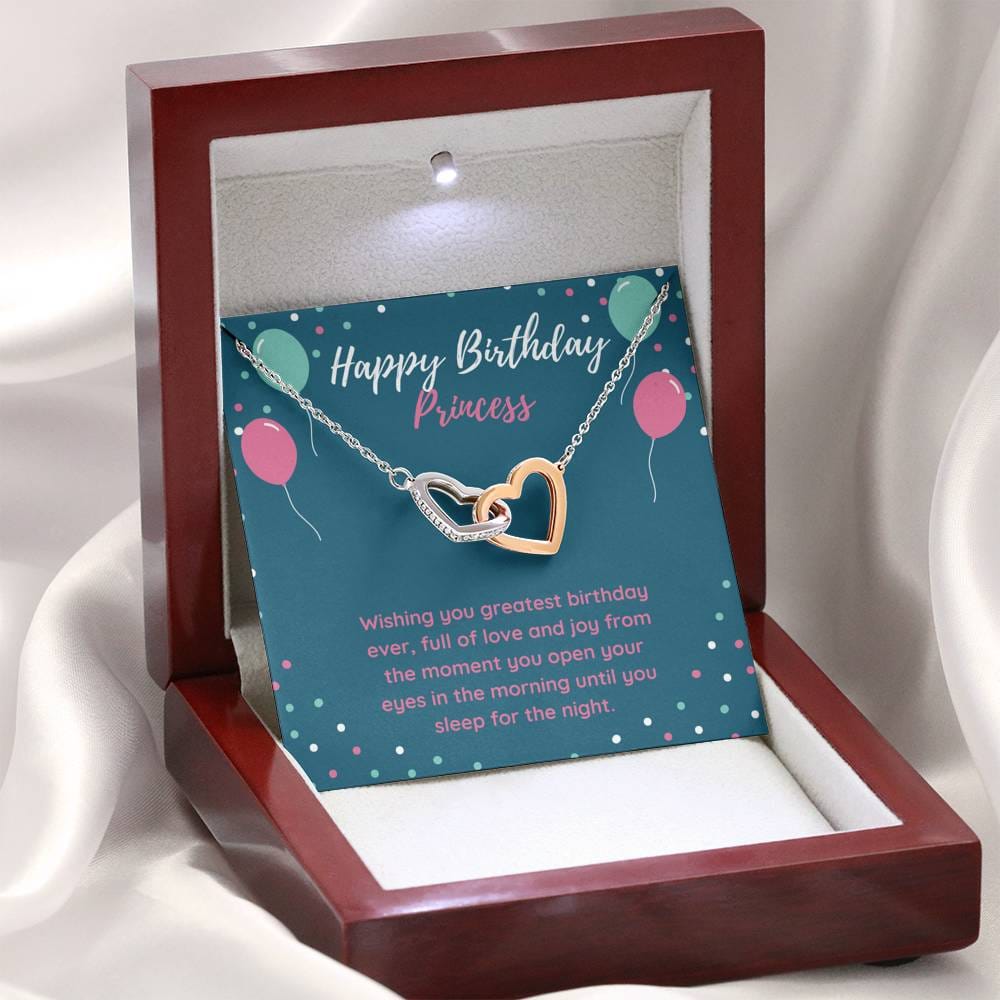 Happy Birthday Princess - Wishing You - Interlocking Hearts Necklace
