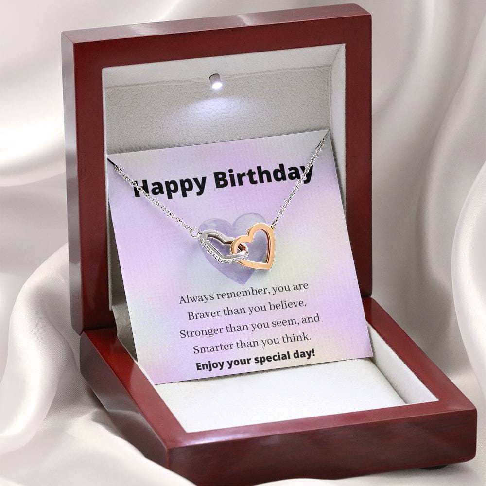 Happy Birthday - Enjoy Your special Day - Interlocking Hearts Necklace