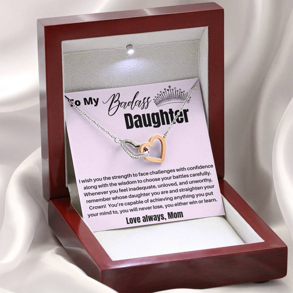 To My Badass Daughter - I wish You - Interlocking Hearts Necklace