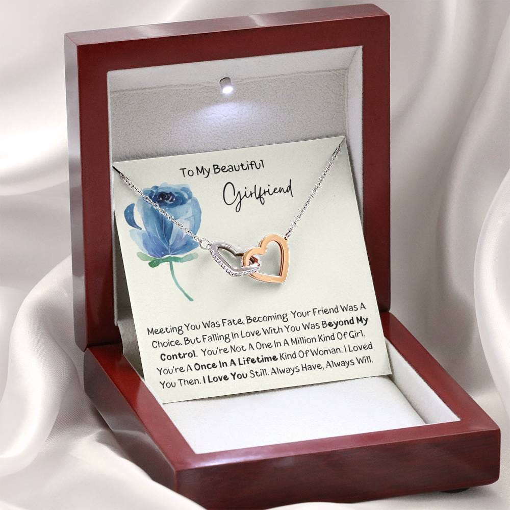 To My Beautiful Girlfriend - Meeting You - Interlocking Hearts Necklace