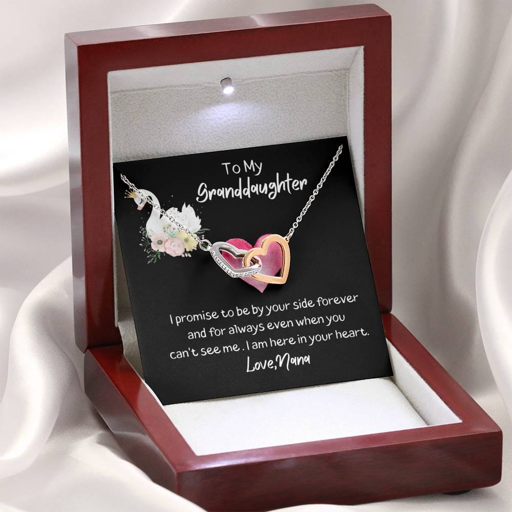To My Granddaughter - Interlocking Heart Necklace Swan - Love Nana